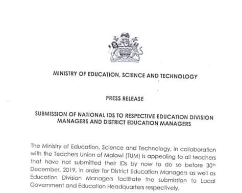 Teachers told to submit IDs before 30th December