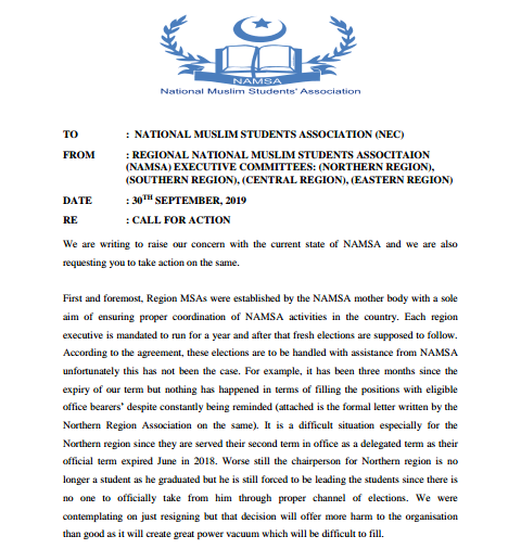 NAMSA dormancy worries Muslim students